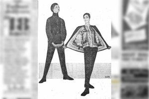 Estos trajes de esquí de gabardina de lana de Emilio Pucci se presentaron en WWD el 15 de septiembre de 1960.