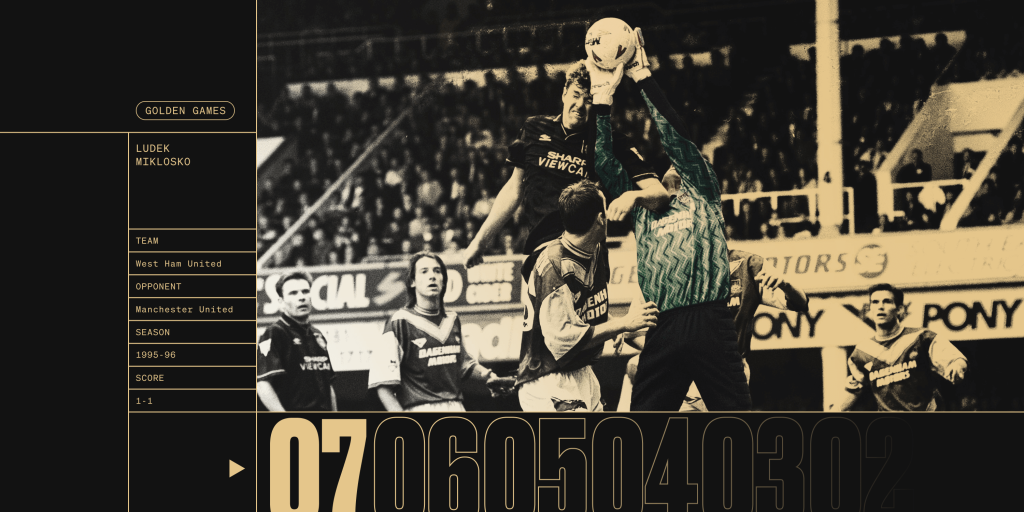 Mejores actuaciones en la Premier League: No 7, Ludek Miklosko para West Ham v Manchester United